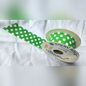Vintage 1.5" Green Polka Dot Ribbon